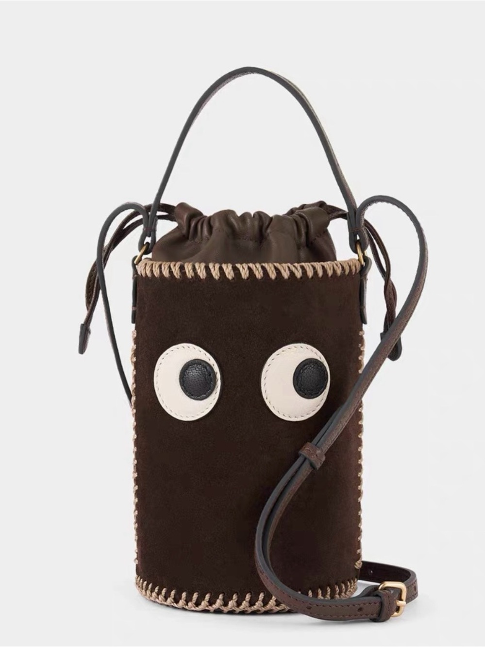 Anya Hindmarch eyes Brown Suede Bucket Crossbody